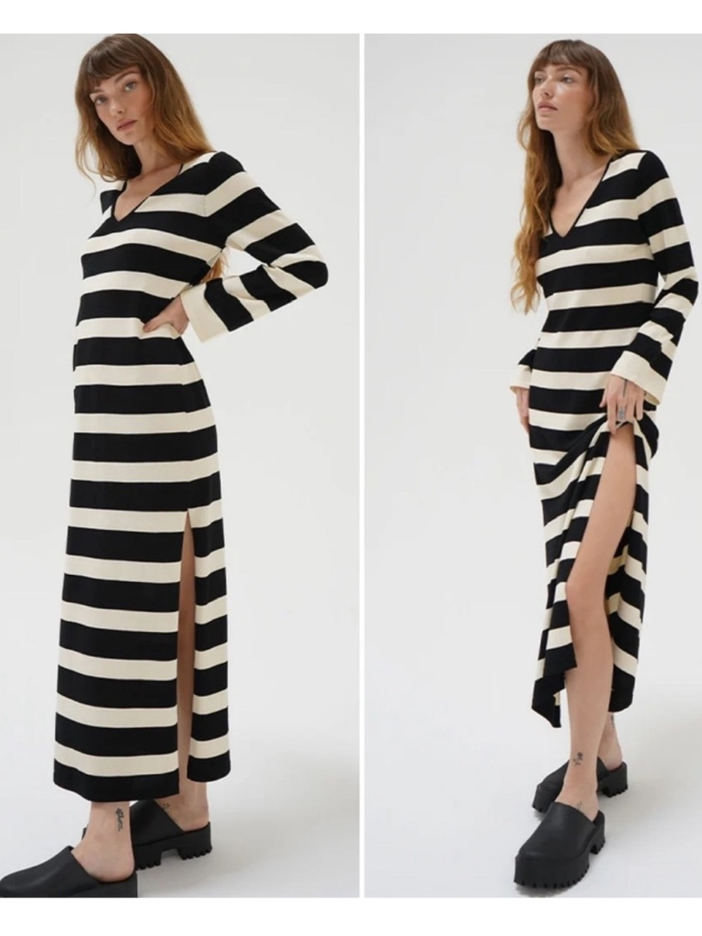 NWOT Revolve LNA Elin Maxi Dress Women’s XL Ivory Black Stripe Vacation Resort